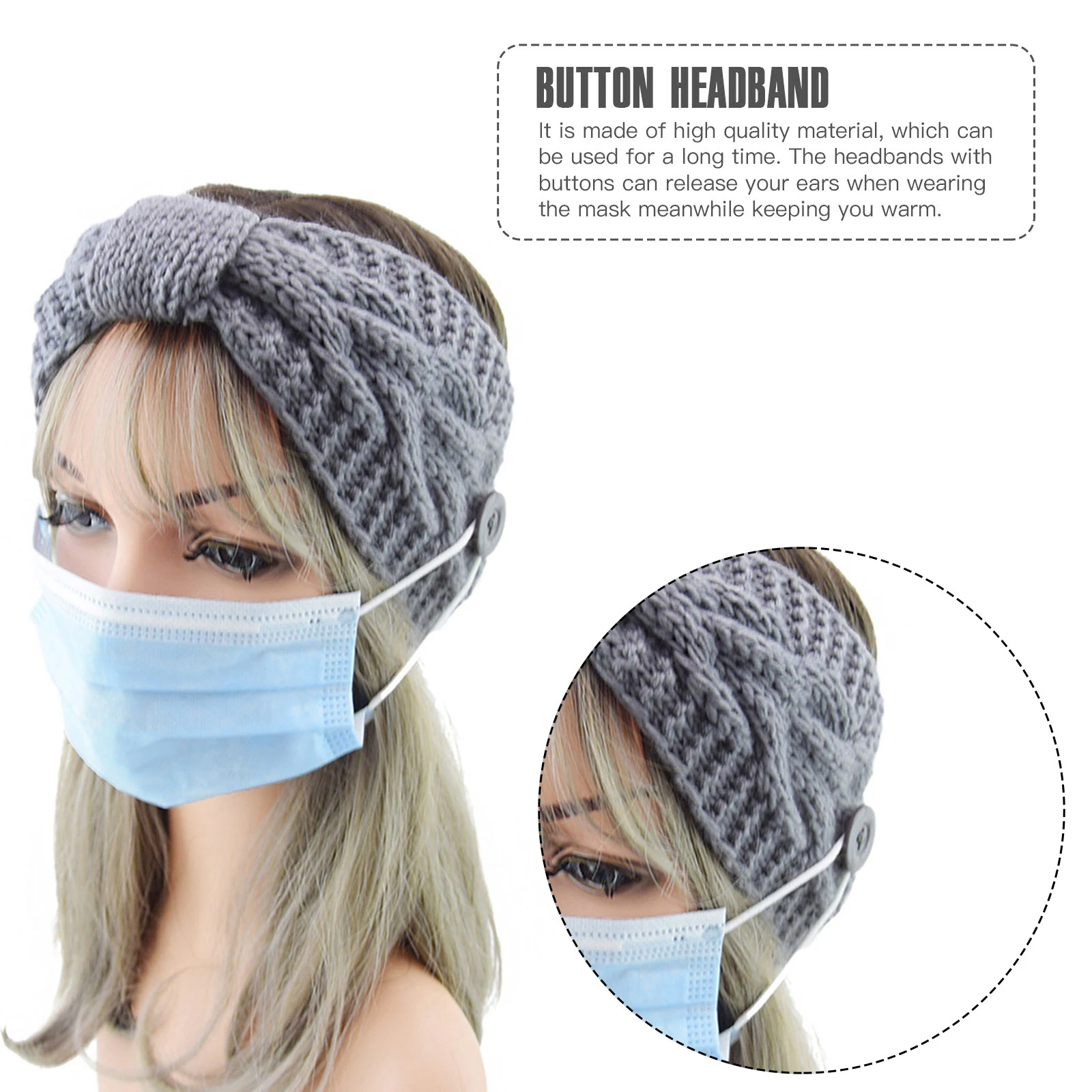 

4 шт., повязка на голову с пуговицами, вязаная маска, повязка на голову, эластичная теплая повязка для волос с бантом, зимняя повязка для путешествий, повязка на пуговицах для волос