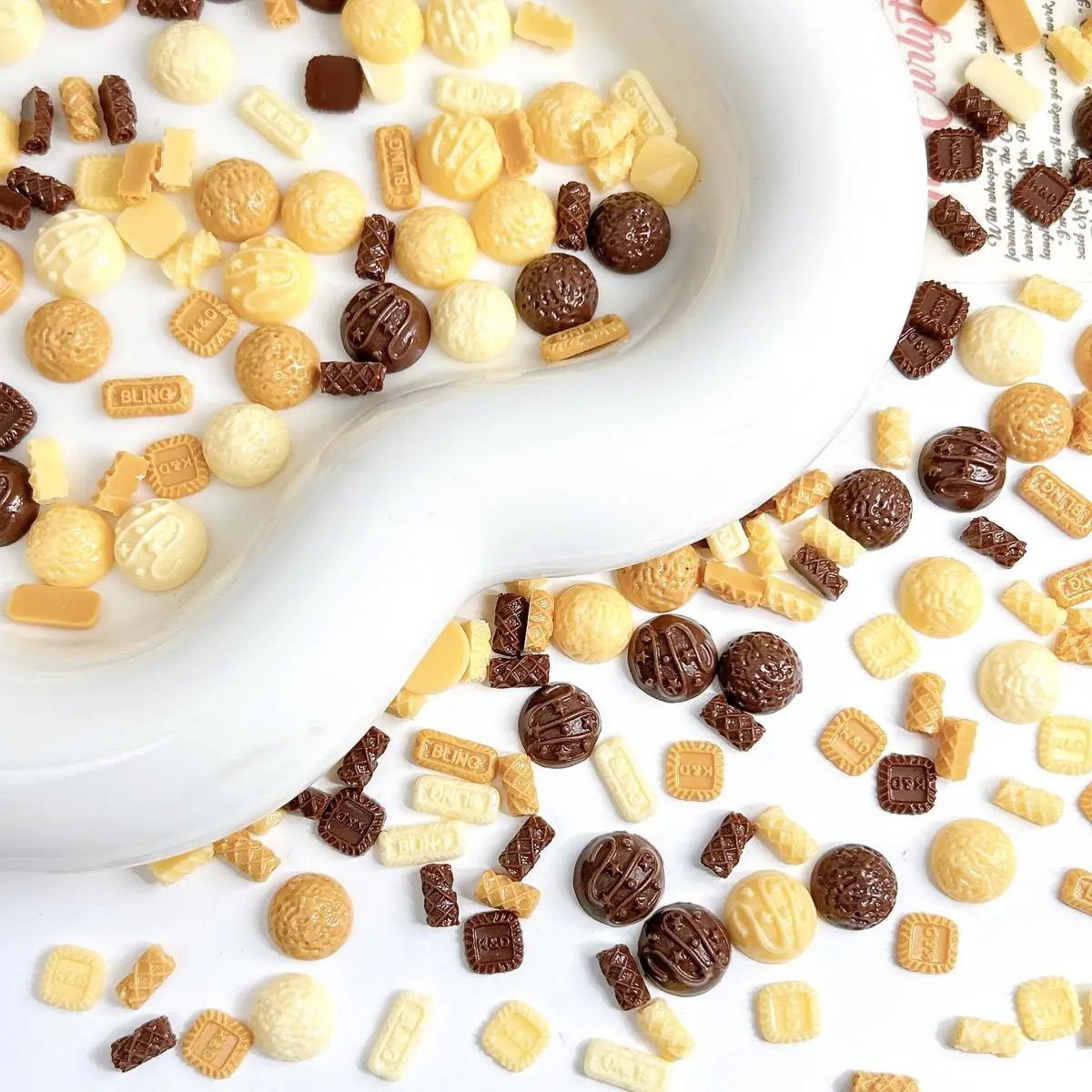 50PCS New Creative Square Biscuit Egg Roll Resin Nail Charms Colorful Luminous Semicircle Chocolate Nail Art Decorations for DIY - Image 3