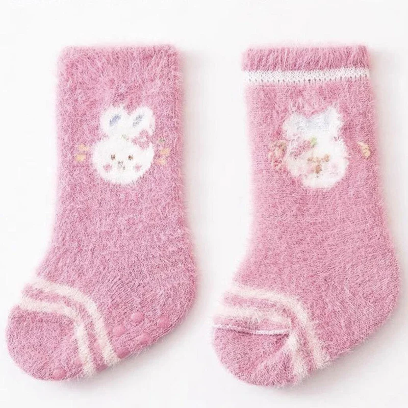 3 زوج/مجموعة لطيف أرنب الدب الطفل الجوارب الشتاء رشاقته الدافئة طفل الفتيان الفتيات الأوسط جوارب أنبوبية طفل أطفال الجوارب الطويلة #5