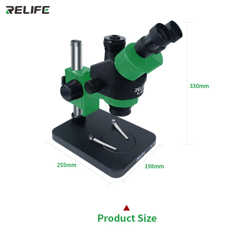RELIFE RL-M3T Mobile Phone Repair Electron Microscope Binocular Trinocular 7-45x with Stl2 Long Arm 4k Camera Microscope
