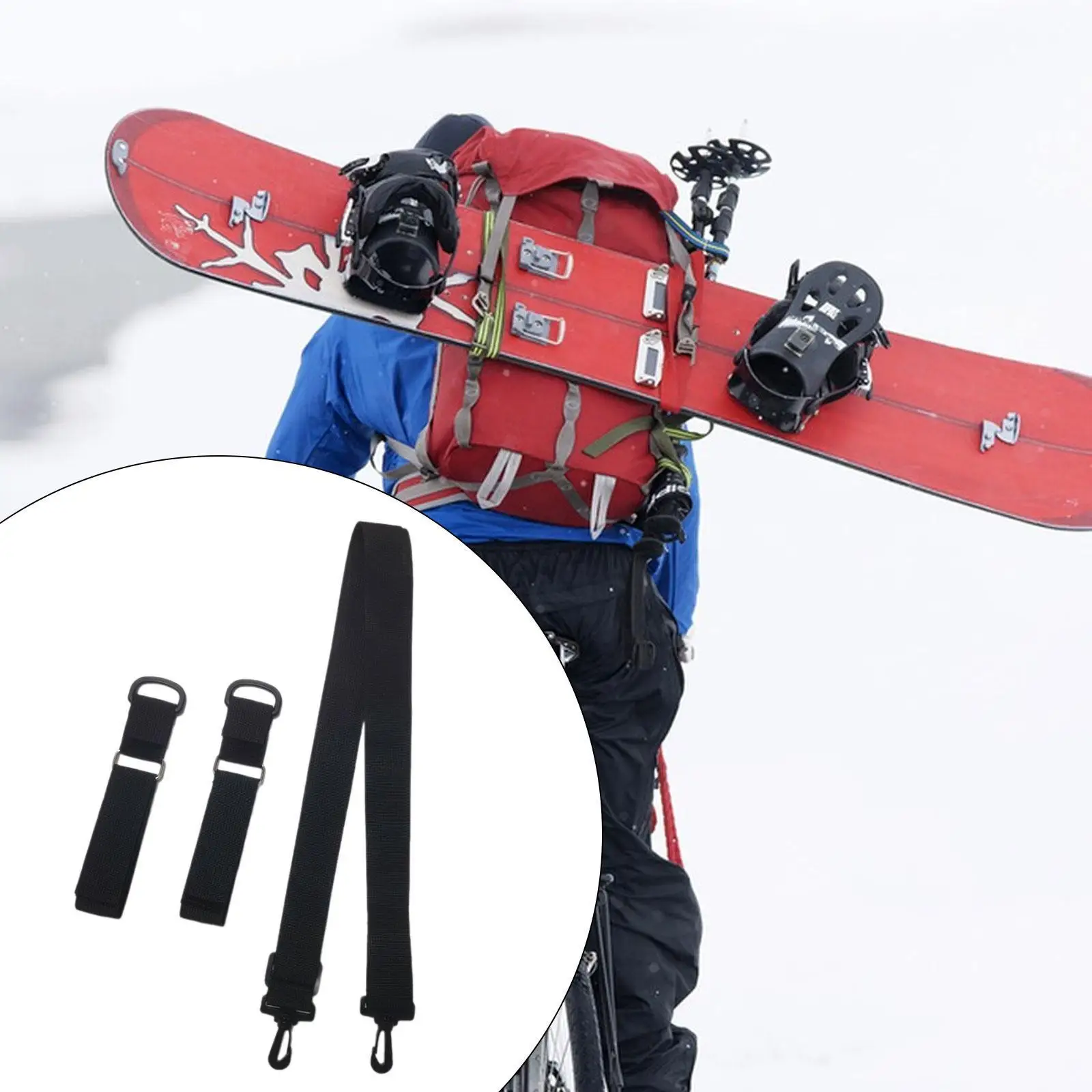 حزام حامل التزلج قابل للتعديل وخفيف الوزن للبالغين والمراهقين وحزام تثبيت قابل للفصل لملحقات التزلج والتزلج