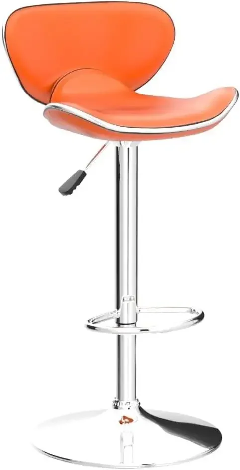 Furniture Direct PU Leather Adjustable Bar Stools, Modern Swivel Airlift Barstools with Back, Armless Counter Height Chair