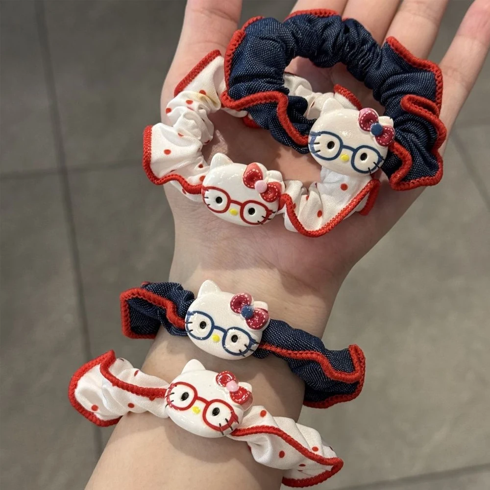 

Sanrio High End Red Cute Hair Ties Cartoon HairBand Fashionable Hair Accessories for Women Girls Soft Elastic Hair Ties