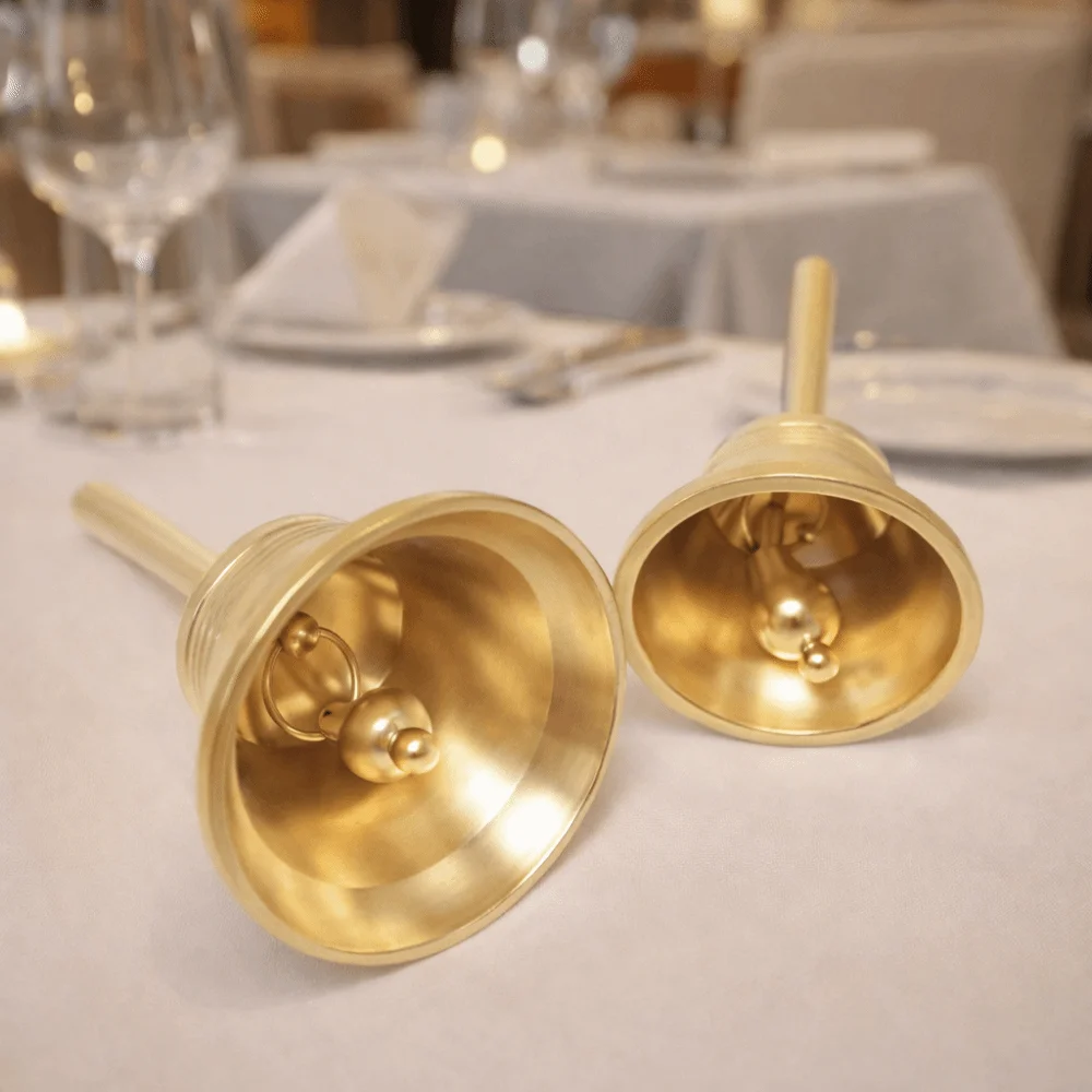 Sound-producing Solid Brass Call Bell Polishing with Bell Clapper Hand Bell Vintage Crisp Sound Service Calling Bell School