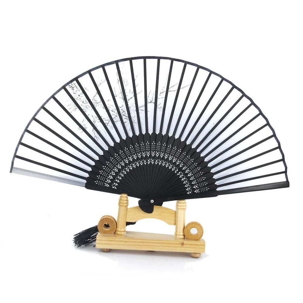 

Folding Fan Chinese Vintage Plum Blossom Flower Pattern Folding Hand Fan for Wedding Dancing Party (without Holder Base)