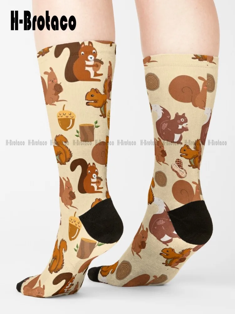 

Squirrel Themed Pattern Socks Ankle Socks For Women Ladies Sports Custom Gift Retro Street Skateboard Socks Teen Youth Socks Art