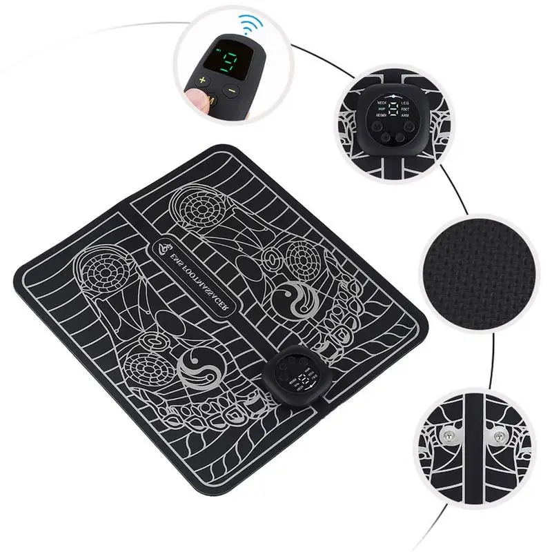 Foot Stimulator Mat 6 Modes Electric Foot Circulation Stimulator Remote Control Anti-Fatigue Massager 9 Intensity Levels For Men