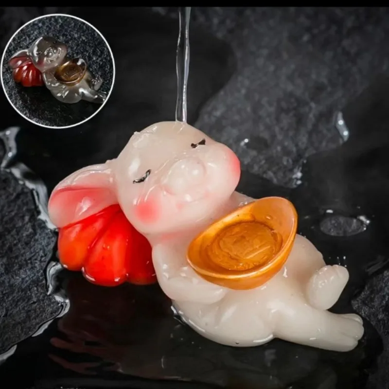 Exquisite Tea Pets Cute Rabbits Color Changing Creative Tea Tables Small Decorations for Home Use and Decoration