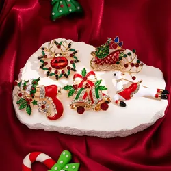 Christmas diamond pin elk sleigh boots exquisite brooch Shirts Accessories Metal Badge Jewelry Gift For Friends Merry Chrismas
