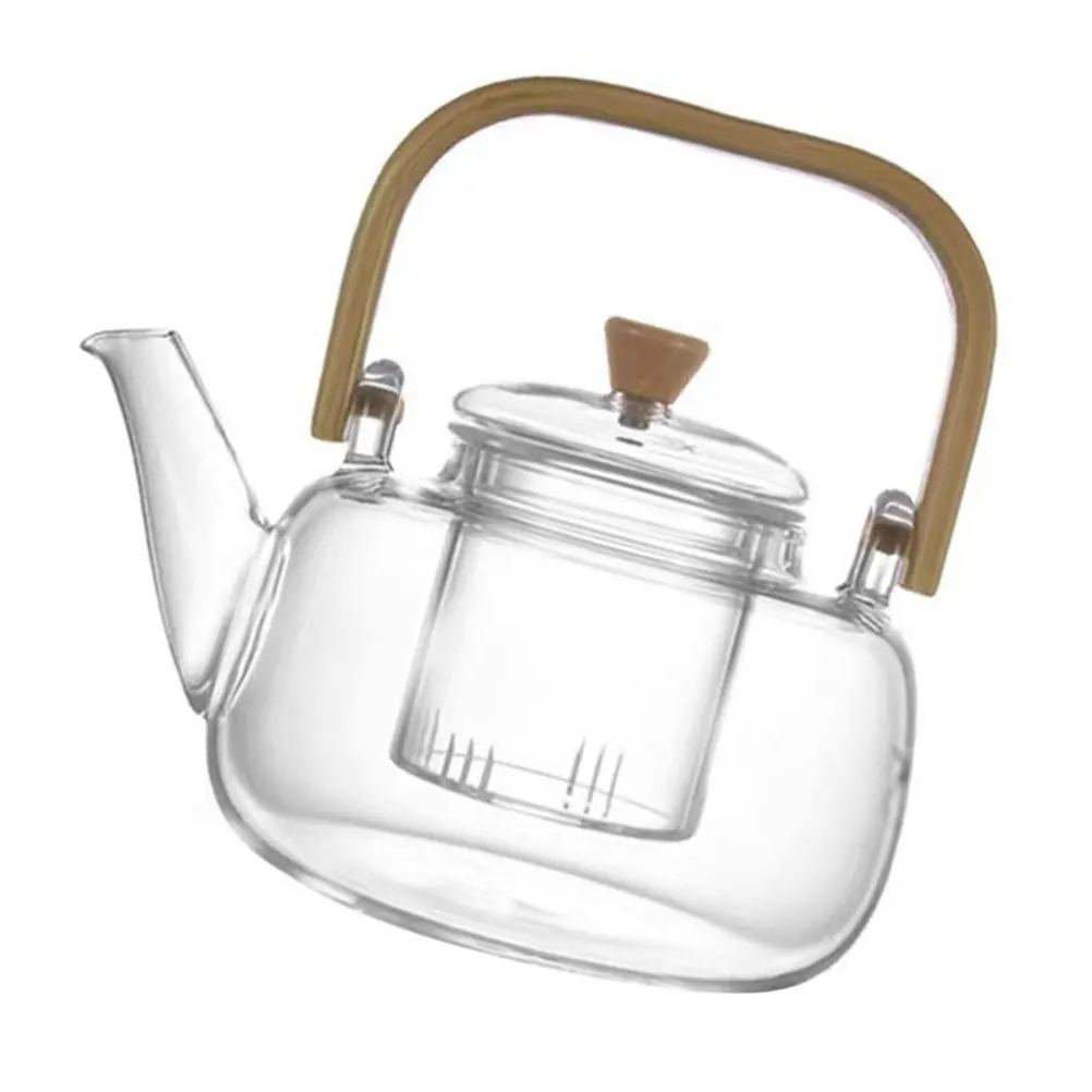 

Clear Glass Teapot with Ergonomic Handle Heat Proof Tea Pot for Stovetop Brewing Loose Leaf Tea Large Capacity Kettle