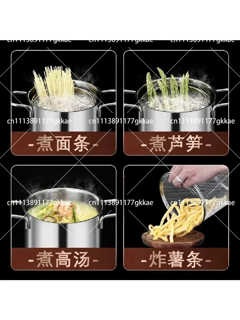 316 Stainless Steel Asparagus Pasta Pot Deepened Soup Cooker for Noodle Frying