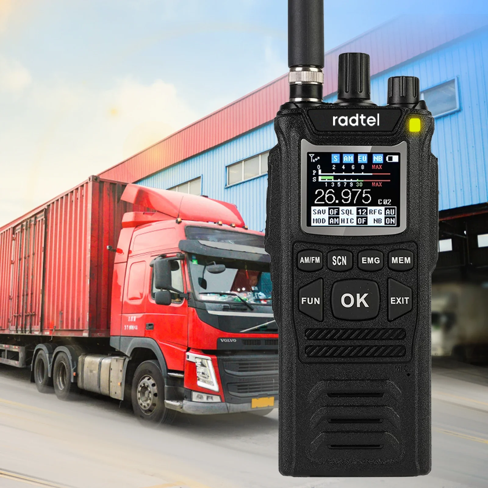 Radtel CB-10 Handheld Walkie Talkie 27MHz CB Radio HAM Transceiver 4W 12V AM/FM CB channels 26-27MHz 4100hAm Battery for truck