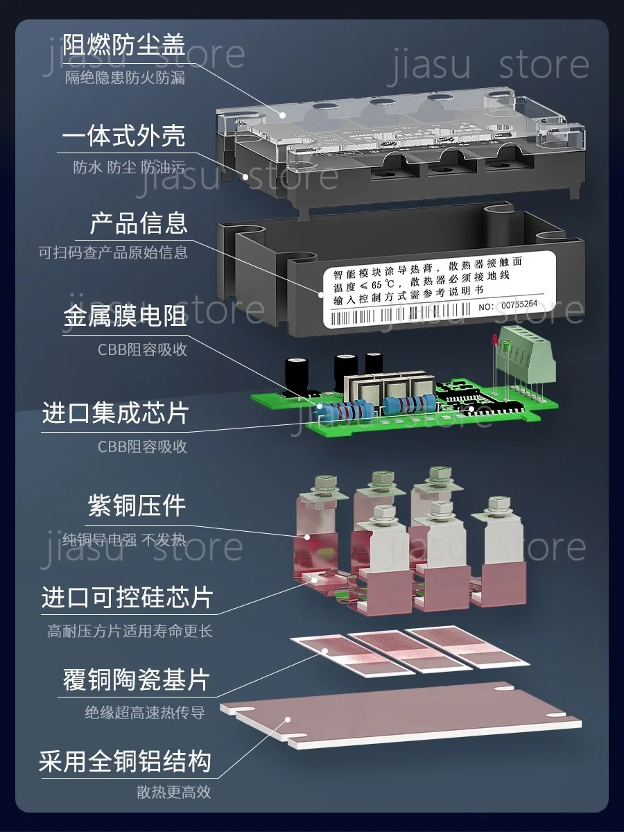 

Fully Isolated Heating Pipe Three-phase Power Regulator Single-phase AC Voltage Regulator Module Solid State Relay