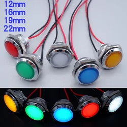 Metal LED Indicator Light 12mm 16mm 19mm 22mm Waterproof Spherical Round Signal Lamp Red Blue Green Orange White Panel Mount 12V