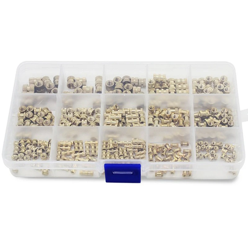 

420Pcs M2 M3 M4 M5 Internal Thread Knurled Nut Brass Threaded Insert Round Die-Cast Knurled Nut Sorting Kit