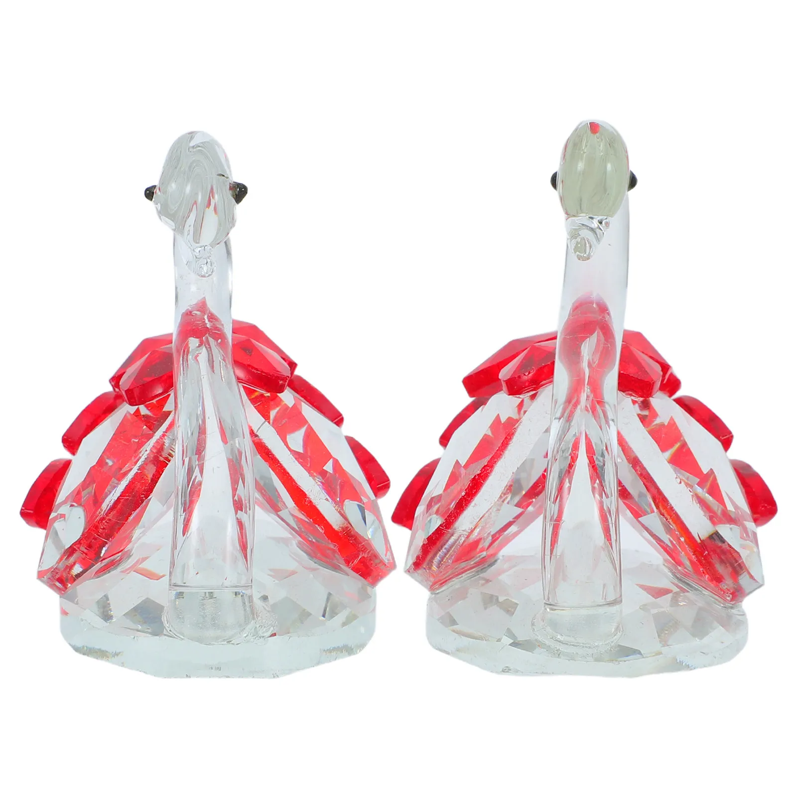 

2Pcs Crystal Couple Swan Statues Lover Wedding Decoration Red 2.4x2.4x1.6 Crystal Crafts Paperweight Bookshelf