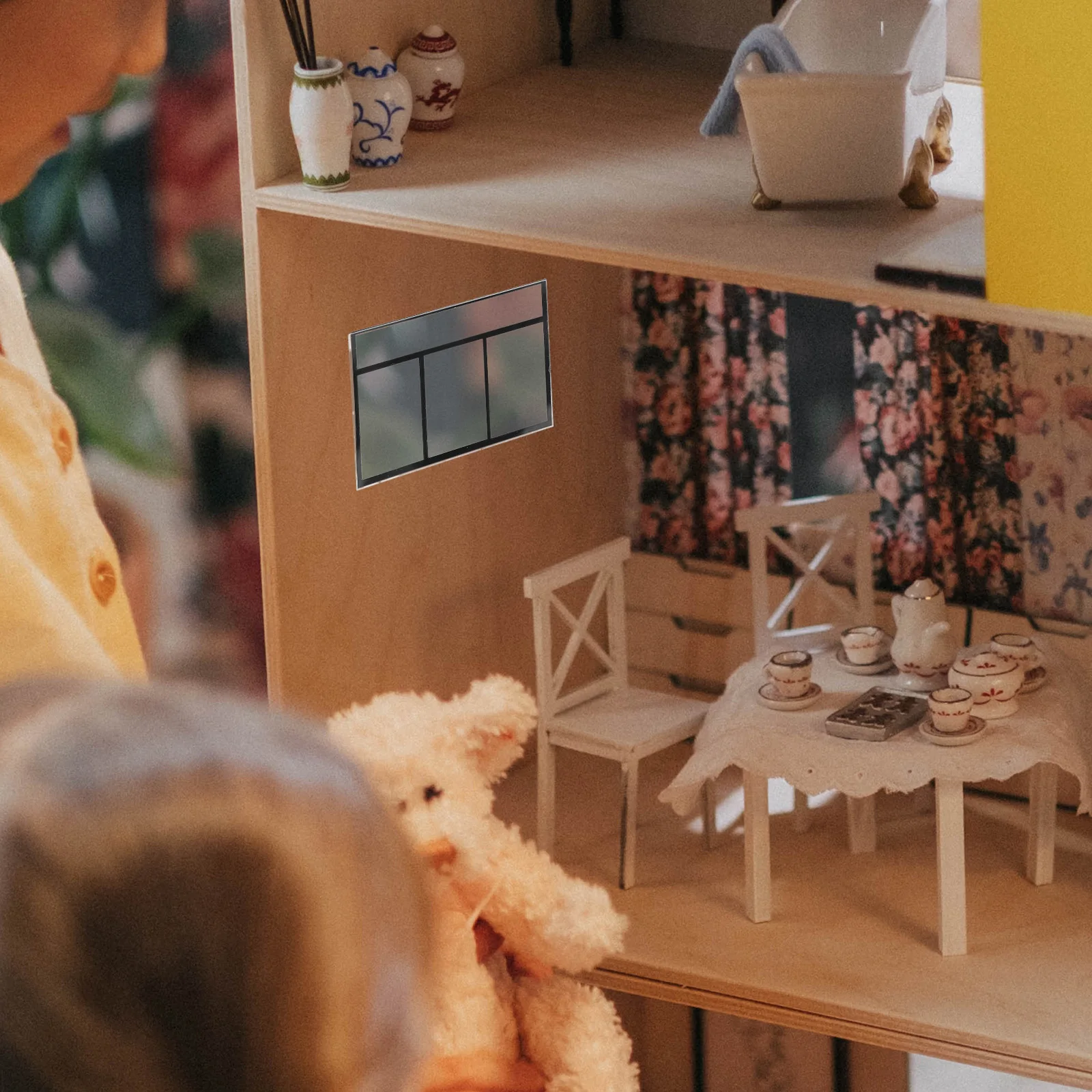 قطعتان من إطارات نافذة النوافذ الصغيرة ذات المقياس المصغر DIY لتزيين المشهد المصغر وتخطيط المنزل #3