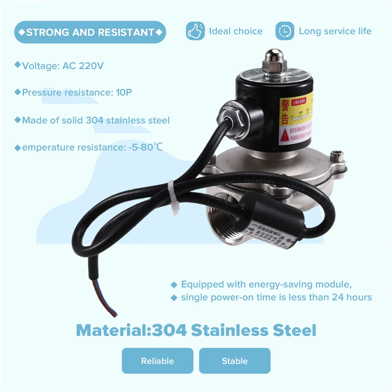 

HLZS-Водопровод Нержавеющая сталь 304 Соленоидный регулирующий клапан DN25 220 В Нормально закрытый водяной клапан Трубопровод 1 дюйм