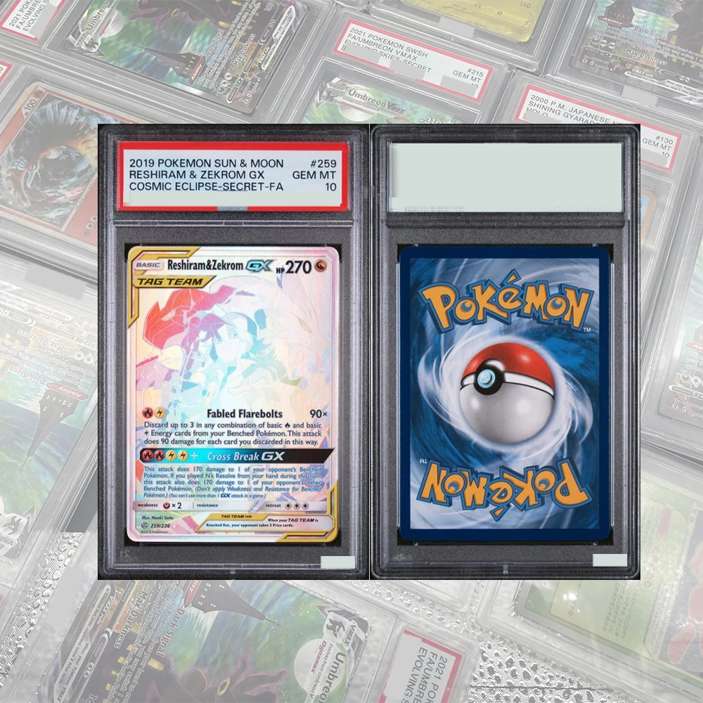 การ์ดสะสม DIY Proxy PTCG ระดับเกรด Cosmic Eclipse: Red & Blue Ash Gary Full Art Trainer 234/236 GEM MT10 พร้อมสติกเกอร์โฮโลแกรม