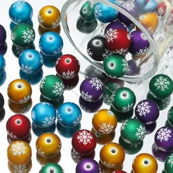 10pcs 16mm Acrylic Snowflake Beads Round Spacer Bead for Earrings Keychain Christmas Decoration DIY Jewelry Making Accessories