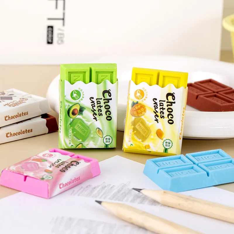 Creative Simulation Chocolate Shaped Rubber Eraser Cute Cartoon Erasers Student School Office Stationery Prize Kids Gifts