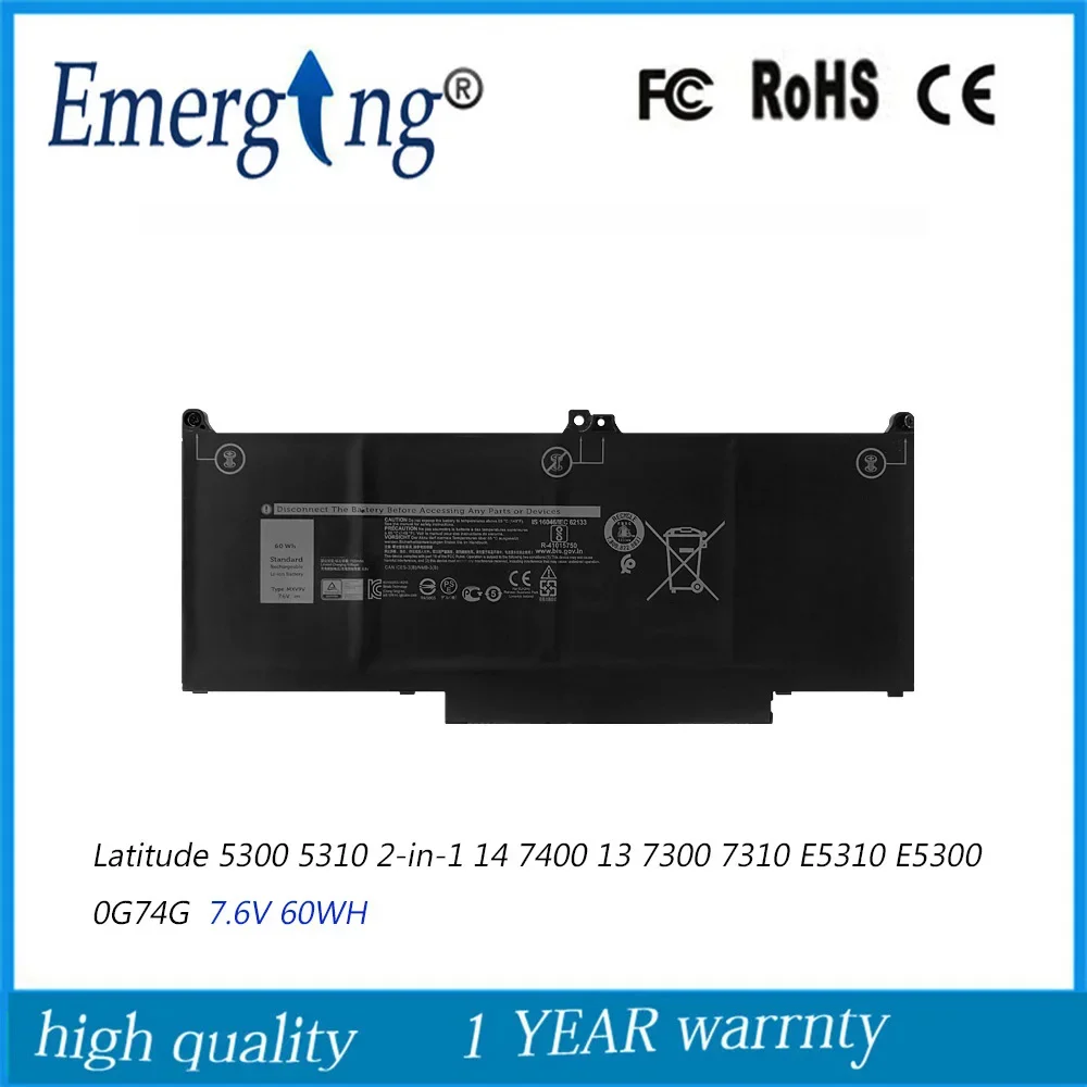 

7.6V 60Wh MXV9V Laptop Battery For Dell Latitude 7300 7400 5300 5310 2-in-1 Series P97G001 829MX P99G001 P100G001 5VC2M