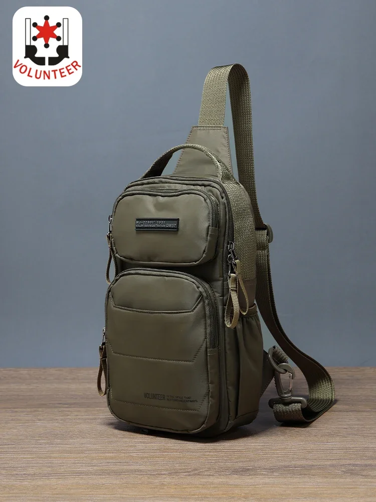 Volunteer Crossbody Bag for Men 2025 Multiple Pockets Travel Versatile Large Capacity Stylish Commuter Casual Chest Bags 1713-21