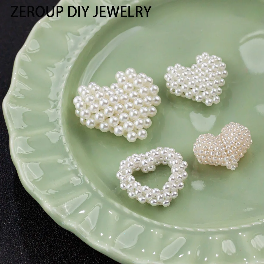 Korean version of hand-woven small fragrant wind pearl hollow love DIY decorative accessories clothing accessories2PCS