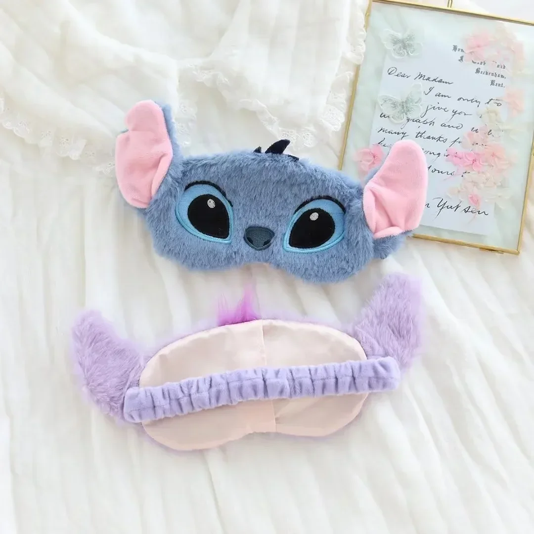 Ścieg Disney maska na oczy pluszowy imitacja futra królika w cieniu Anime Lilo & Stitch Travel relaksuje sen pielęgnacja oczu chłopców prezent urodzinowy dla niej