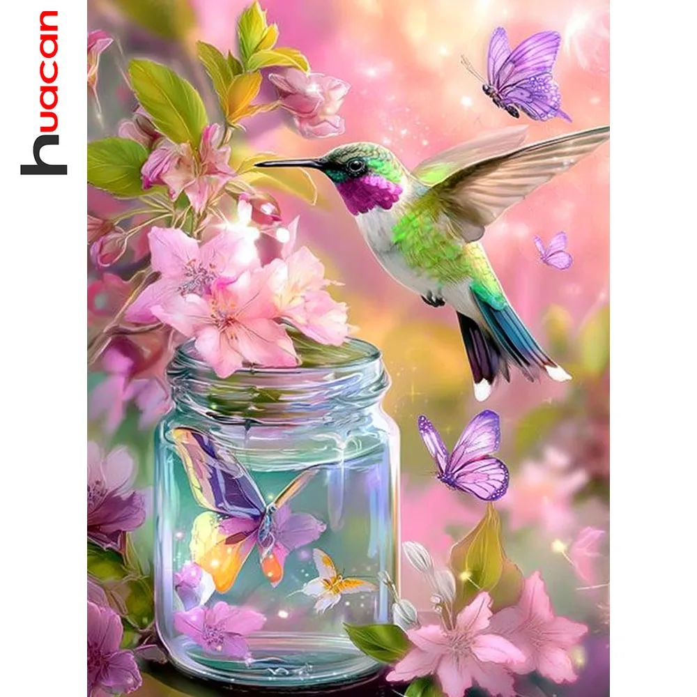 Huacan 5D DIY Diamantmalerei Vogel Schmetterling Diamant-Mosaik Tier Blumen Set Dekorative Gemälde
