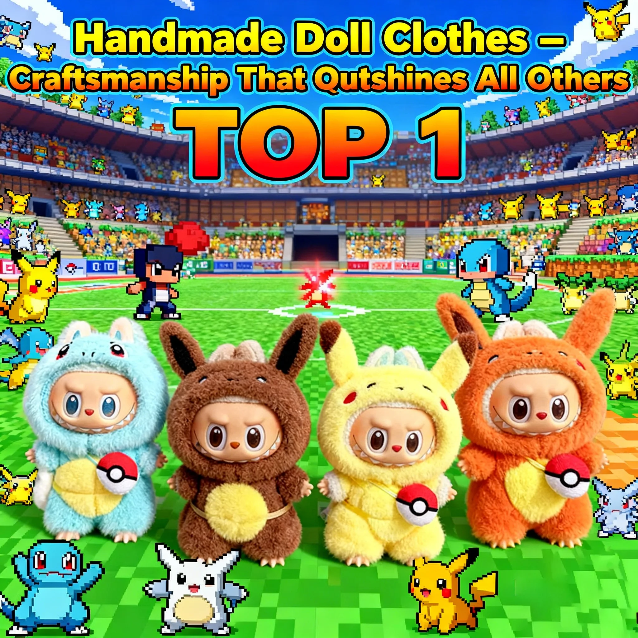 

Cute V1V2V3 Labubu Clothes Outfits Vinyl Pokémon Pikachu Outfit Set Changeable Clothes for Labubu Dolls 17CM Squirtle Charmande