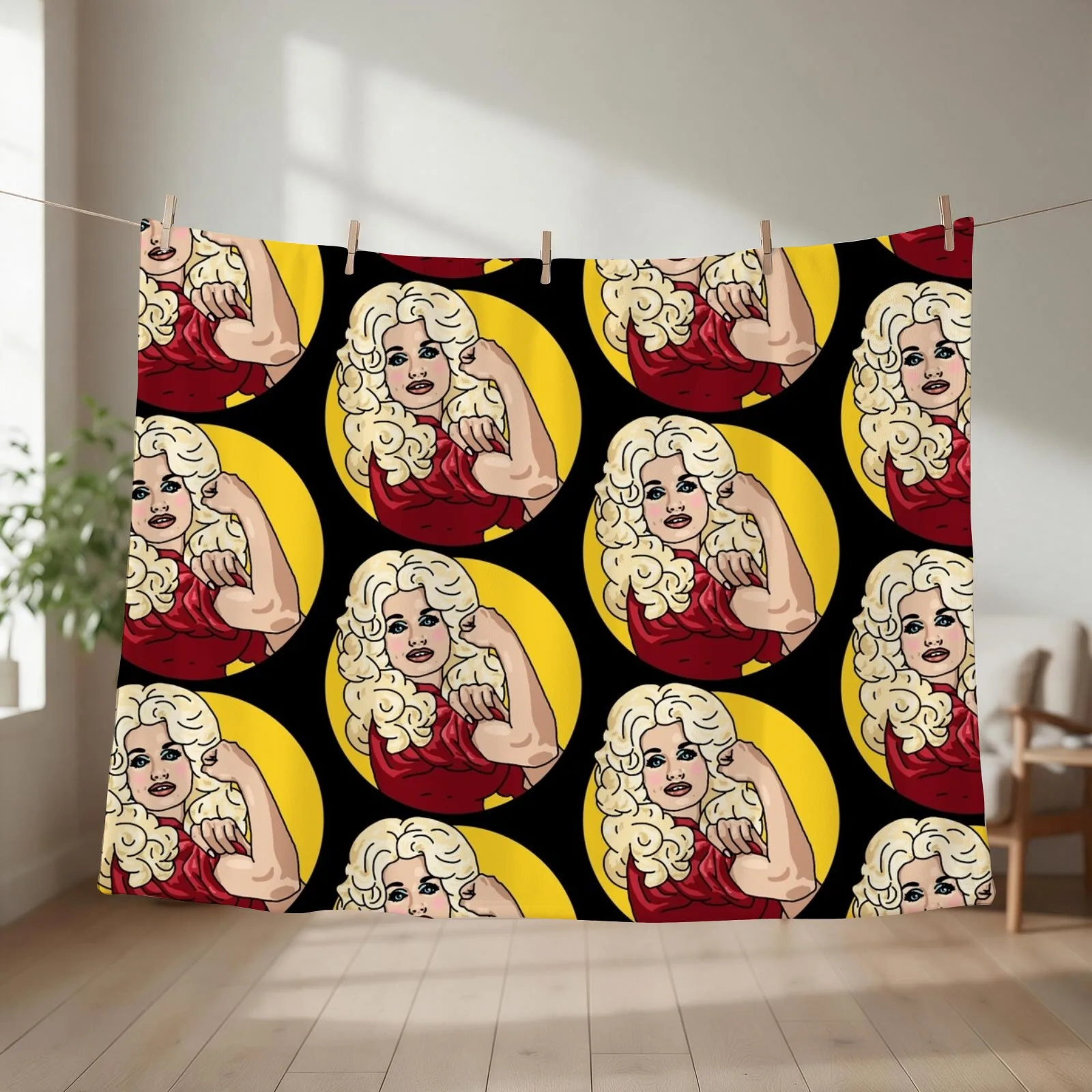 Dolly the Riveter Throw Blanket couch cozy soft plush fuzzy picnic outdoor blanket