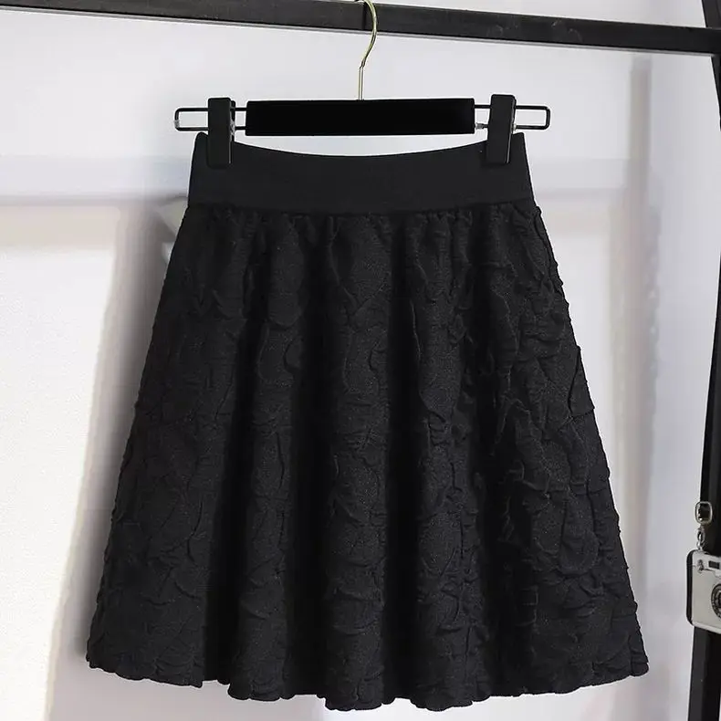 

ClassicAll Match Knitted Short Skirt Women's Autumn/Winter Half Skirt A-line High Waist Half Skirt New Puff Skirt Solid Color
