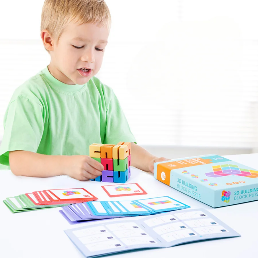 Spatial 3D Building Blocks Brain Development Spatial Reasoning Education Puzzle Game Children Wooden Puzzle Toy