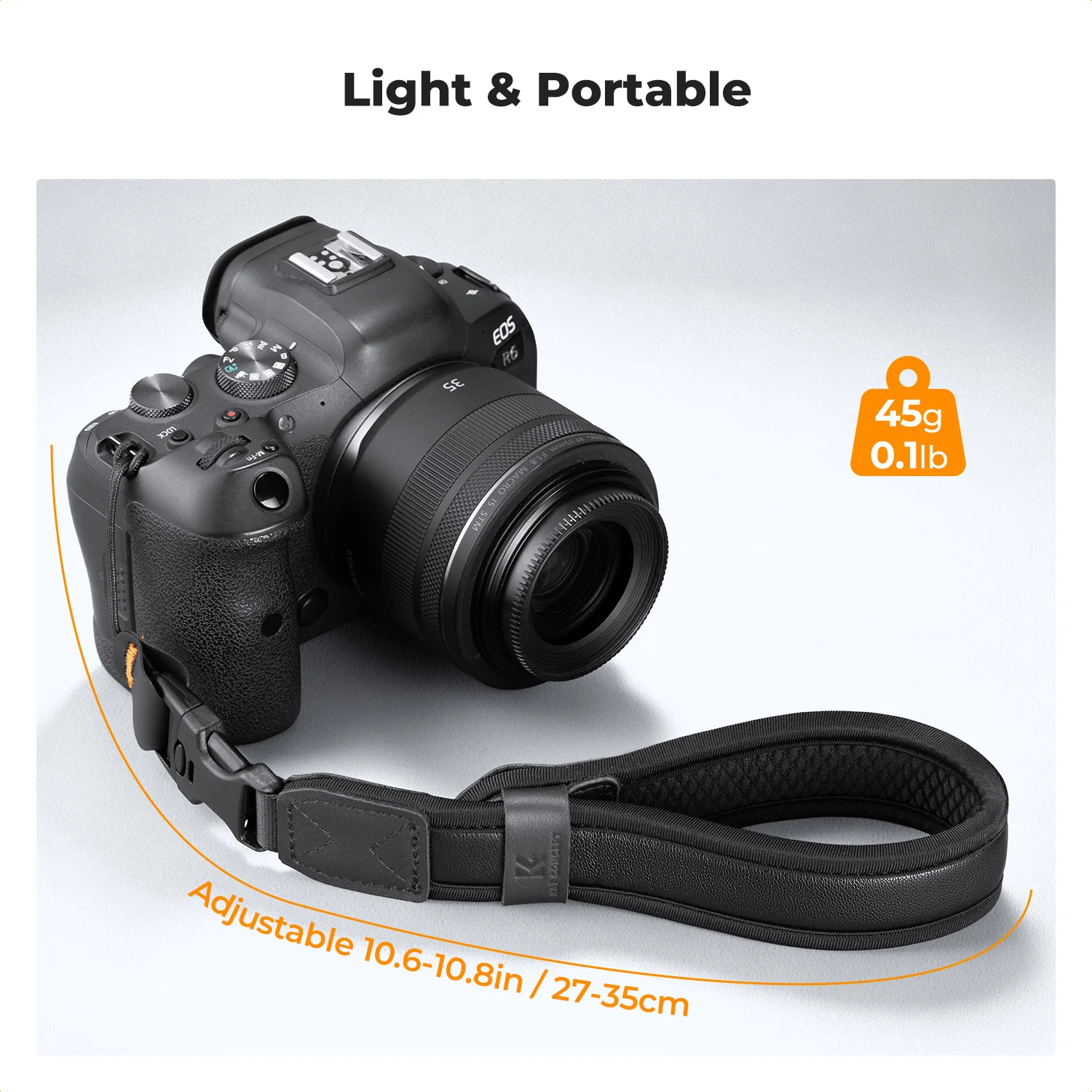 Pasek na nadgarstek do aparatu K&F CONCEPT, nylonowo-skórzany pasek do aparatu fotograficznego, do Sony, Canon, Nikon, Fuji, DSLR, SLR, aparatów bezlusterkowych — zdjęcie produktu 6