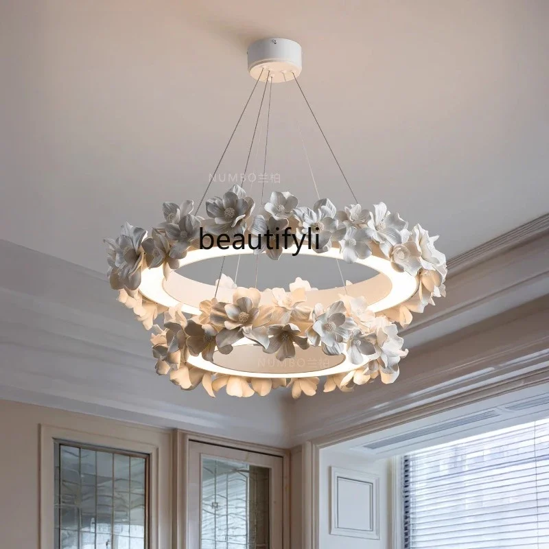 

ss D French cream wind chandelier living room dining room retro design idyllic flower bedroom lamp