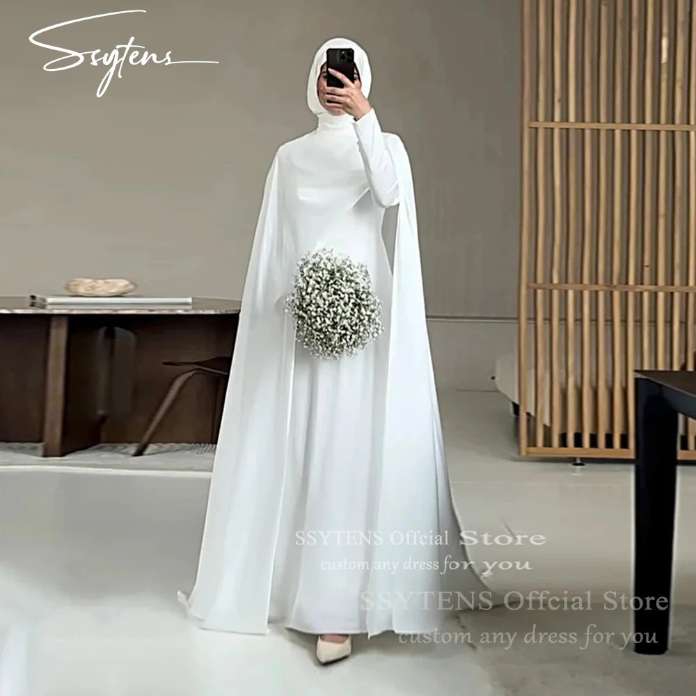 

SSYTENS Modest Muslim Wedding Dresses 2026 High Neck Bride Dress Women Long Sleeves Customized White Civil Bride Bridal Gowns
