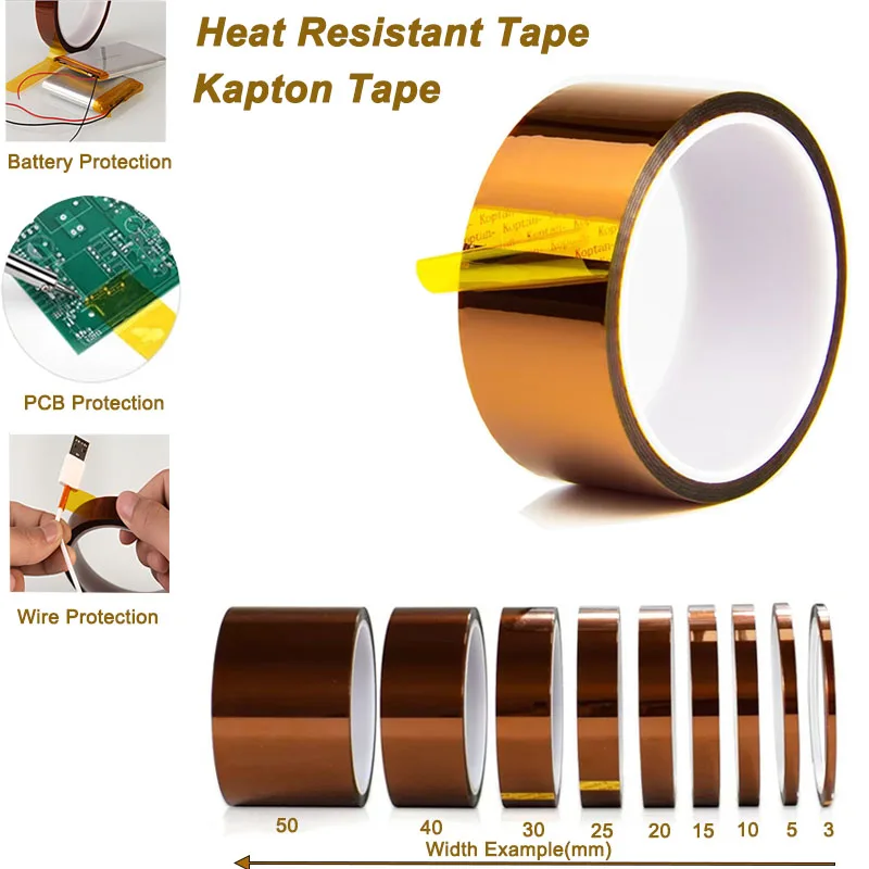 3mm-60mm Gold Finger High Temperature Resistant Tape for Sublimation Kapton Tape Heat Transfer Heat Press Tape Protect CPU PCB