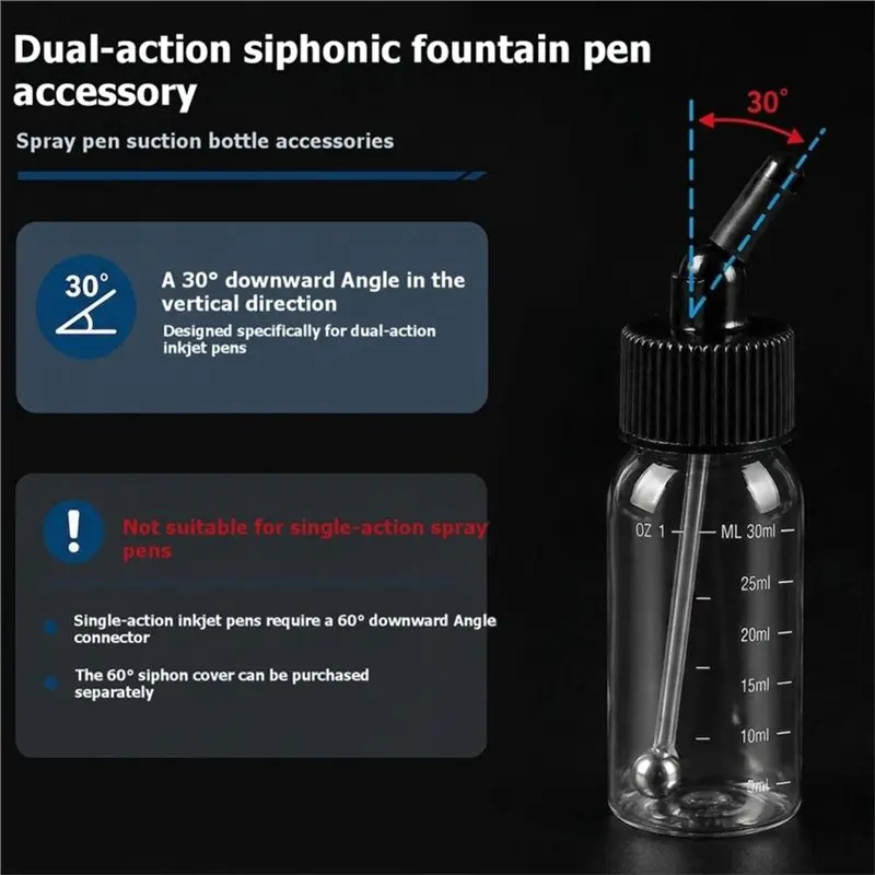 PHFU-For Dual-Action Siphon Suction Feed Airbrush Accessories- Airbrush Paint Bottles 10 Pack 30ML With Scale Marks Jars Caps