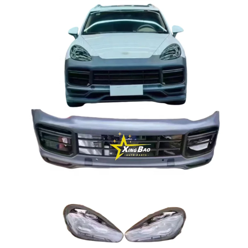 Hot Selling For Porsche Cayenne Body Kit Upgrade 12 15 To 21 Front Bumper With Grille Headlight Bumper Nose End