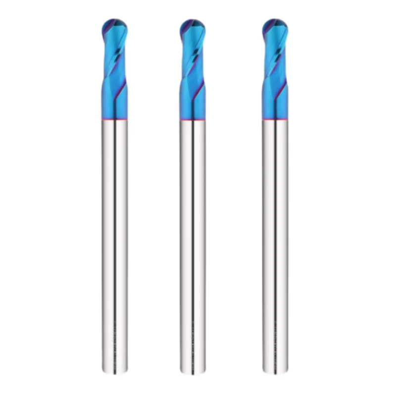 Imagem -04 - Carboneto Cimentado Total de Aço de Tungstênio Bola Cabeça 2-edge Fresa com Comprimento Total 120 150 200 Bronze Preto Revestimento Azul