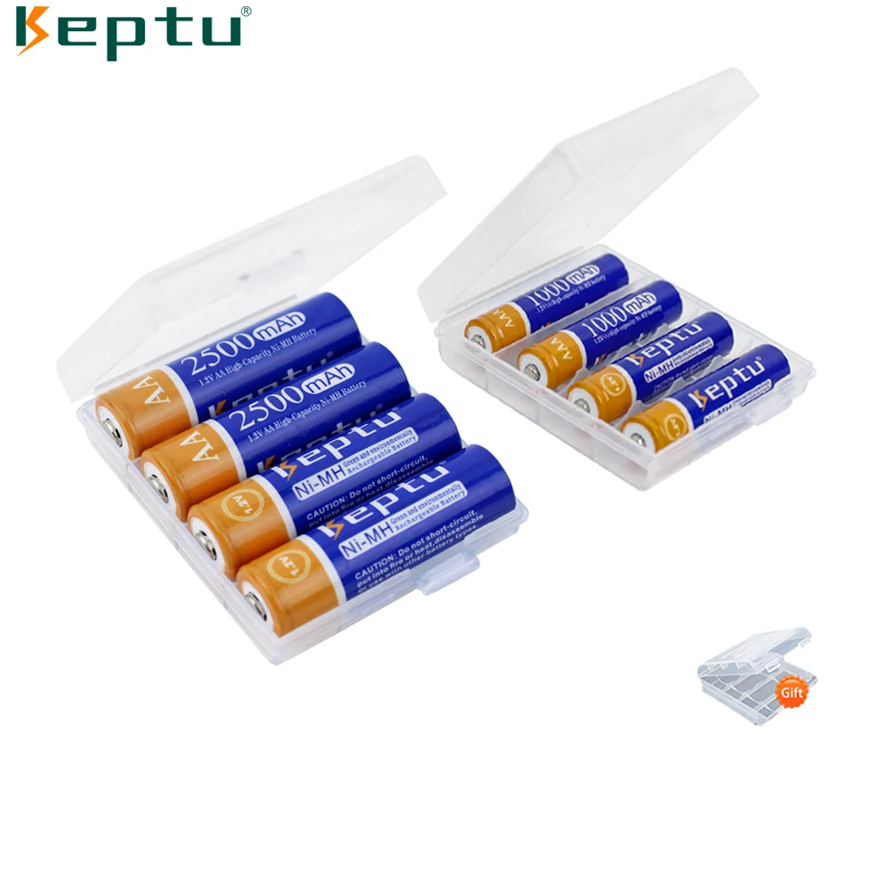 Keptu 1.2V AA Rechargeable Batteries 2500mAh + 1.2V AAA Battery 1000mAh Ni-MH AA AAA Rechargeable Batteries for Camera Toy Mouse