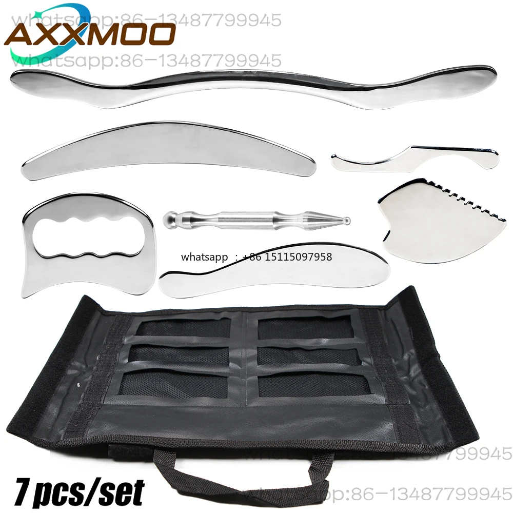1/7Pcs Stainless Steel IASTM Therapy Gua Sha Scraping Board Massage Tools Deep Tissue Massager Guasha Fascia Recovery