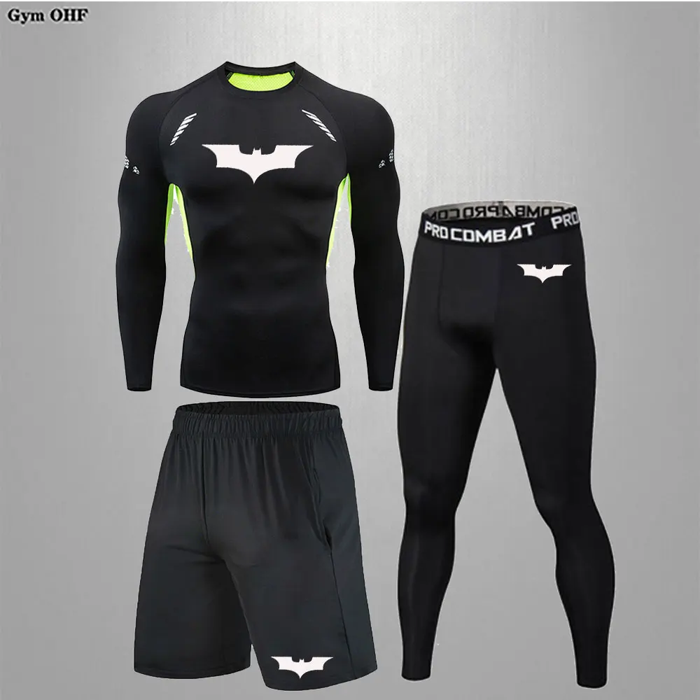 bat--Sports Fitness Quick Drying Breathable Super elastic Tight fitting Suit for men