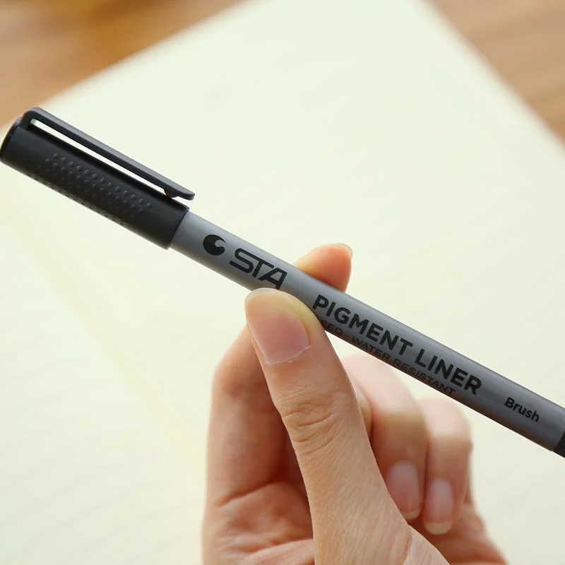 Juego de rotuladores delineadores de Color negro, pincel STA para bocetos, pintura, dibujo, rotulador, arte de dibujos animados, útiles escolares, 9 piezas