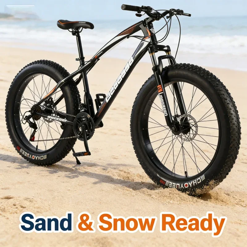 

26-inch Snow Bicycle 4.0-Speed Thick Wide Tires for Winter Cycling Enhanced Grip And Stability in Snowy Conditions