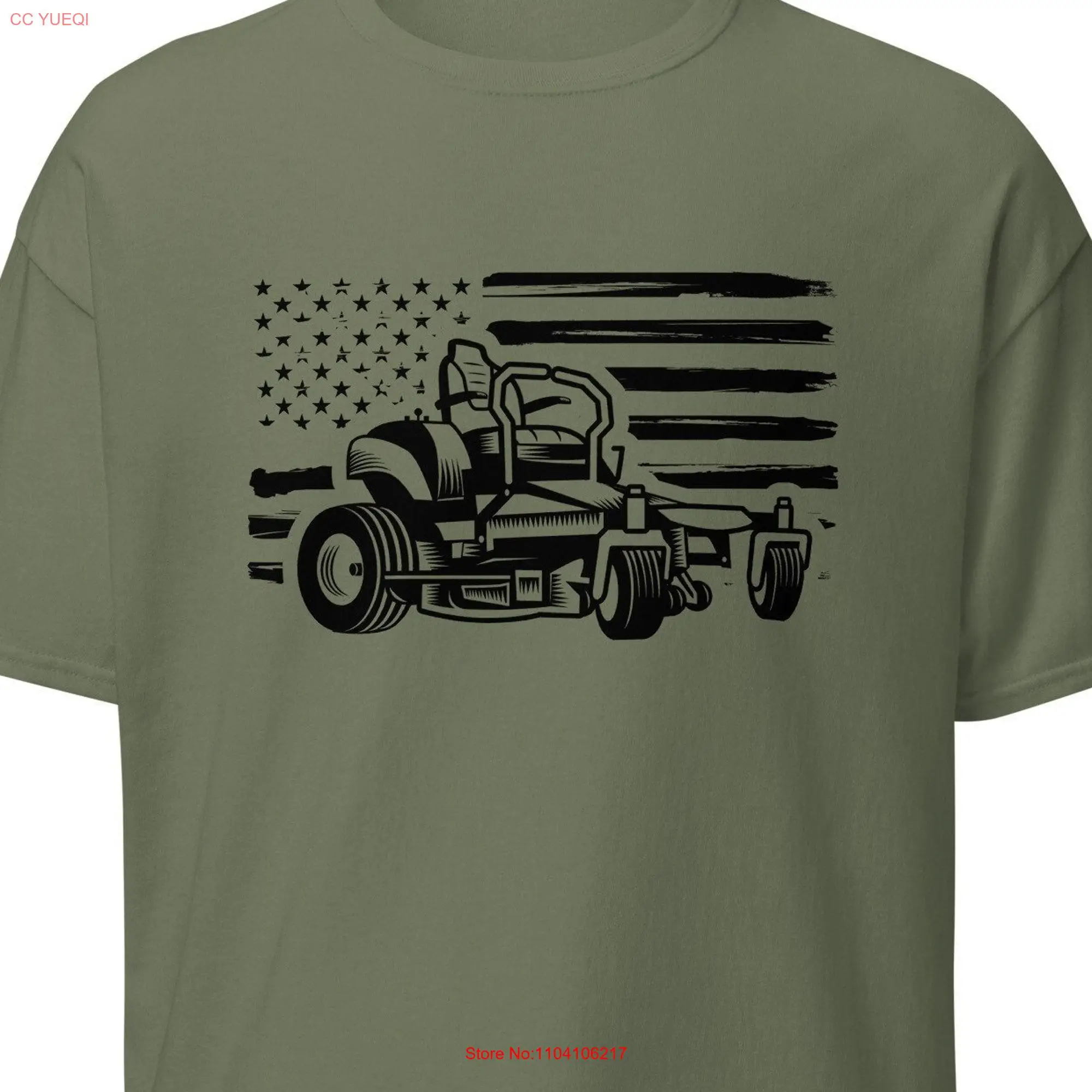 Lawn mower shirt mowing Zero turn snapper American flag landscaper gift for him long or short sleeves