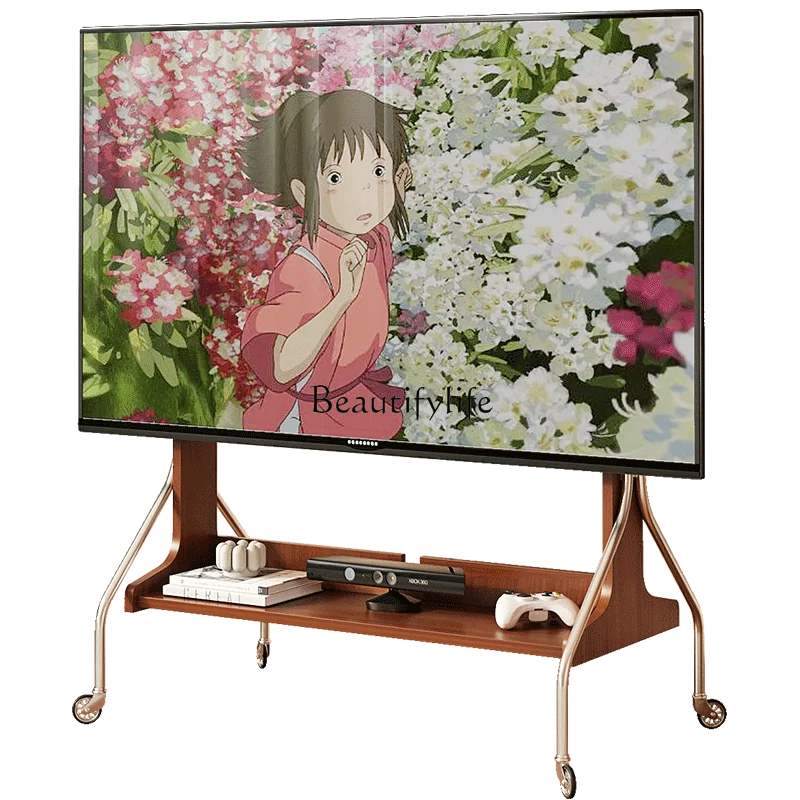 

French Retro Solid Wood TV Bracket Removable Bedroom Display Floor-Standing Rack