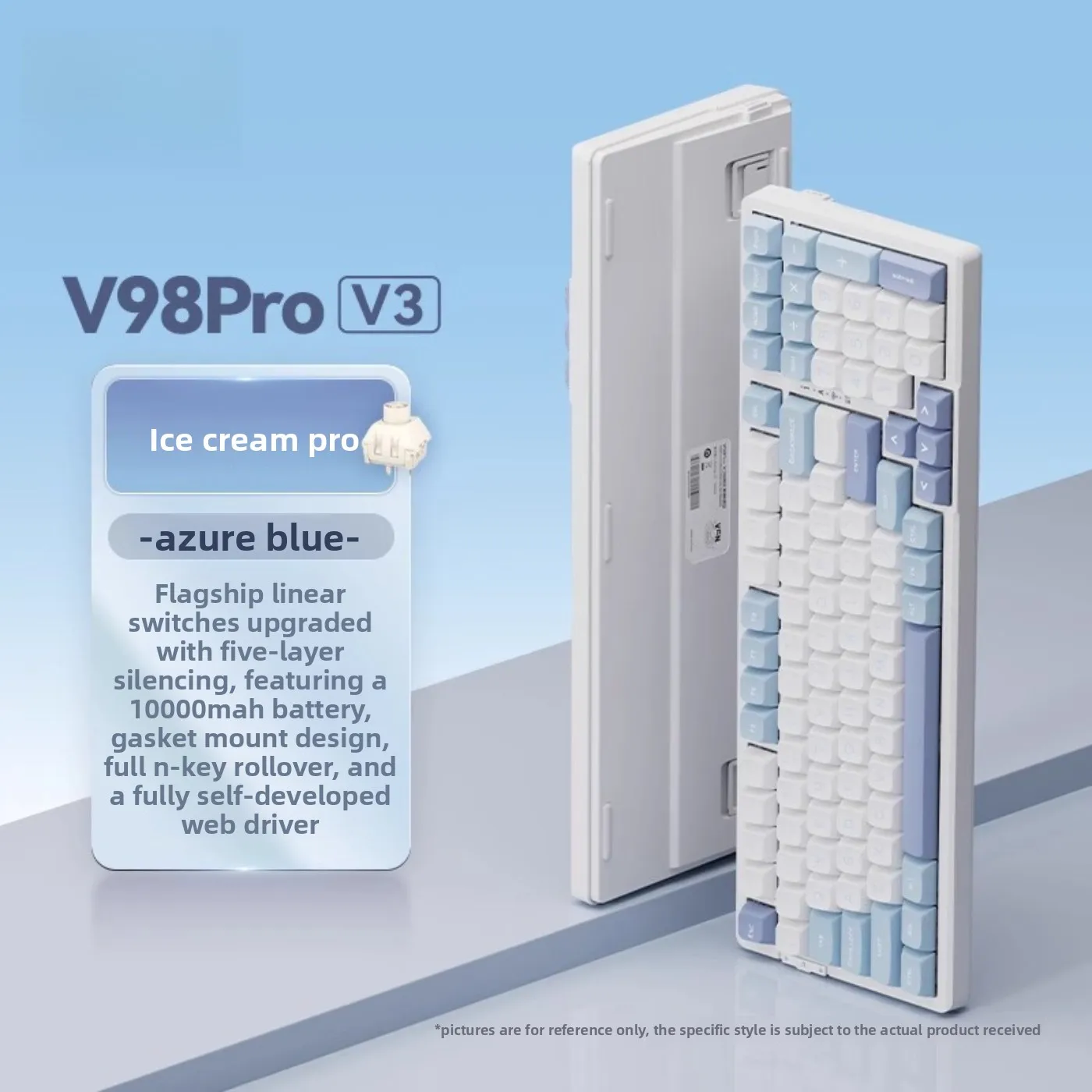 Gaming Mechanical Keyboard V98proV3 Arctic Fox Tri-mode Hot-swappable Bluetooth GASKET Customizable Gaming Mechanical Keyboard