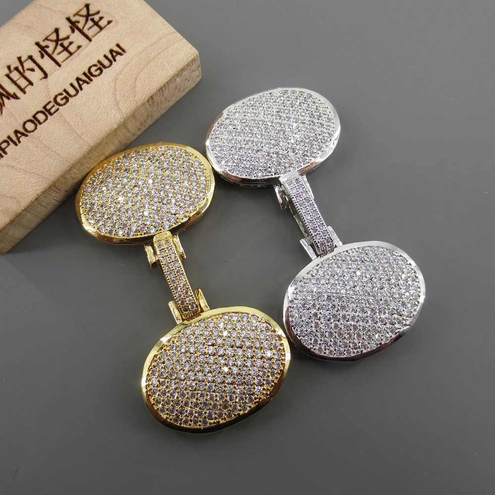 

APDGG No068 1 Pc Clear Crystal Paved Oval Shape Metal Clasps Jewelry making accessories